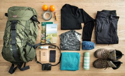 Backpack and other hiking gear. Photo
